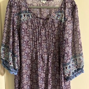 Eyeshadow, flowy, 3/4 length sleeve print tunic